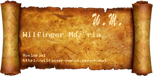 Wilfinger Mária névjegykártya